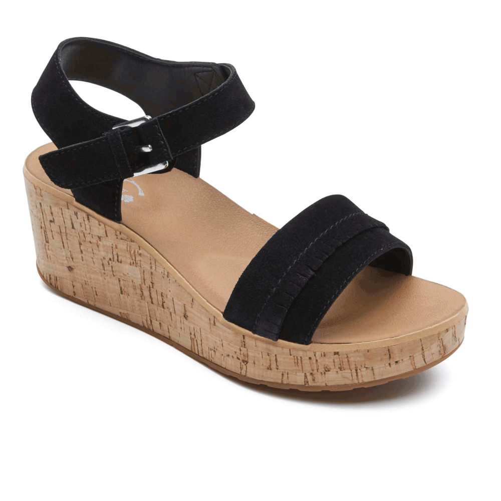 Sandálias Rockport Mulher Pretas - Weekend Casuals Lanea Quarter-Strap - 51869MGUP